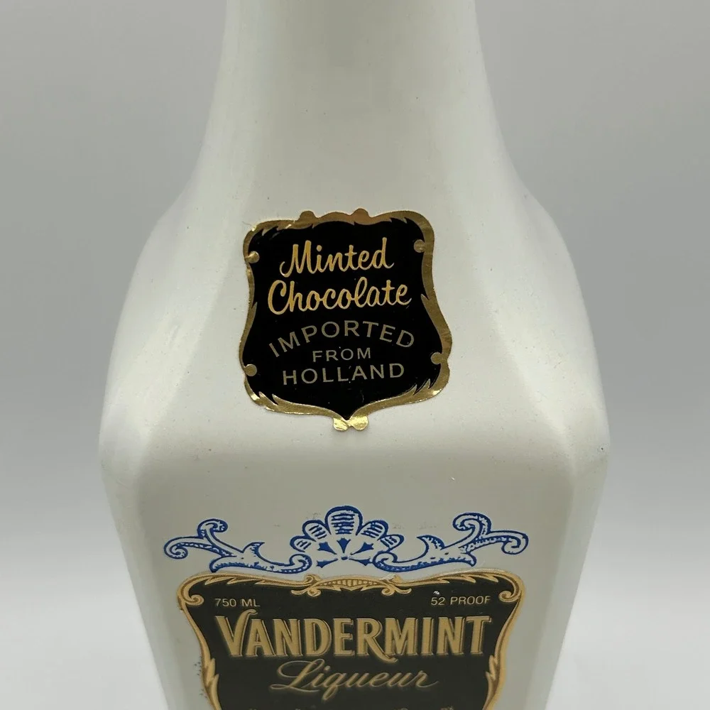 Vintage Vandermint Liqueur Holland Ceramic Bottle 750ml Tulip Cap Windmill Dutch